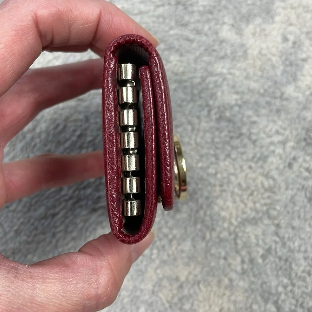 Bvlgari Red Pebbled Leather Compact Key Holder Designer Luxury